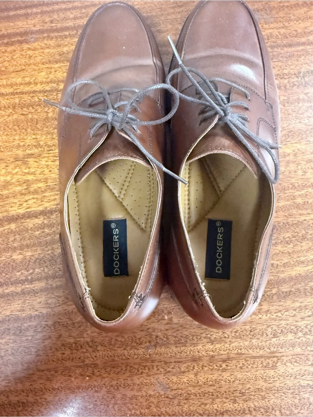 Dockers Brown Leather Lace-Up Moc-Toe Oxfords